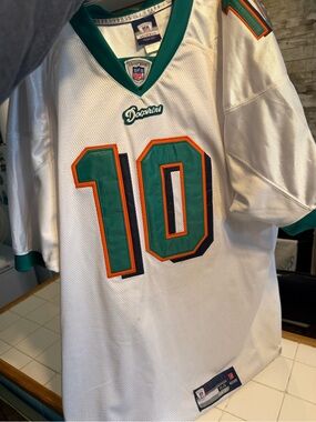 Reebok Miami Dolphins White Teal & Orange #10 Football Jersey